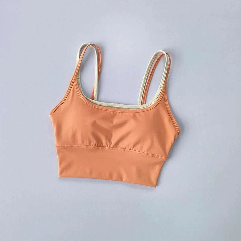 Sports Bra Women Summer Shock-Absorbing Gathering Double Breast Strap Yoga Vest Quick Drying anti Sagging Shaping Fitness Bra