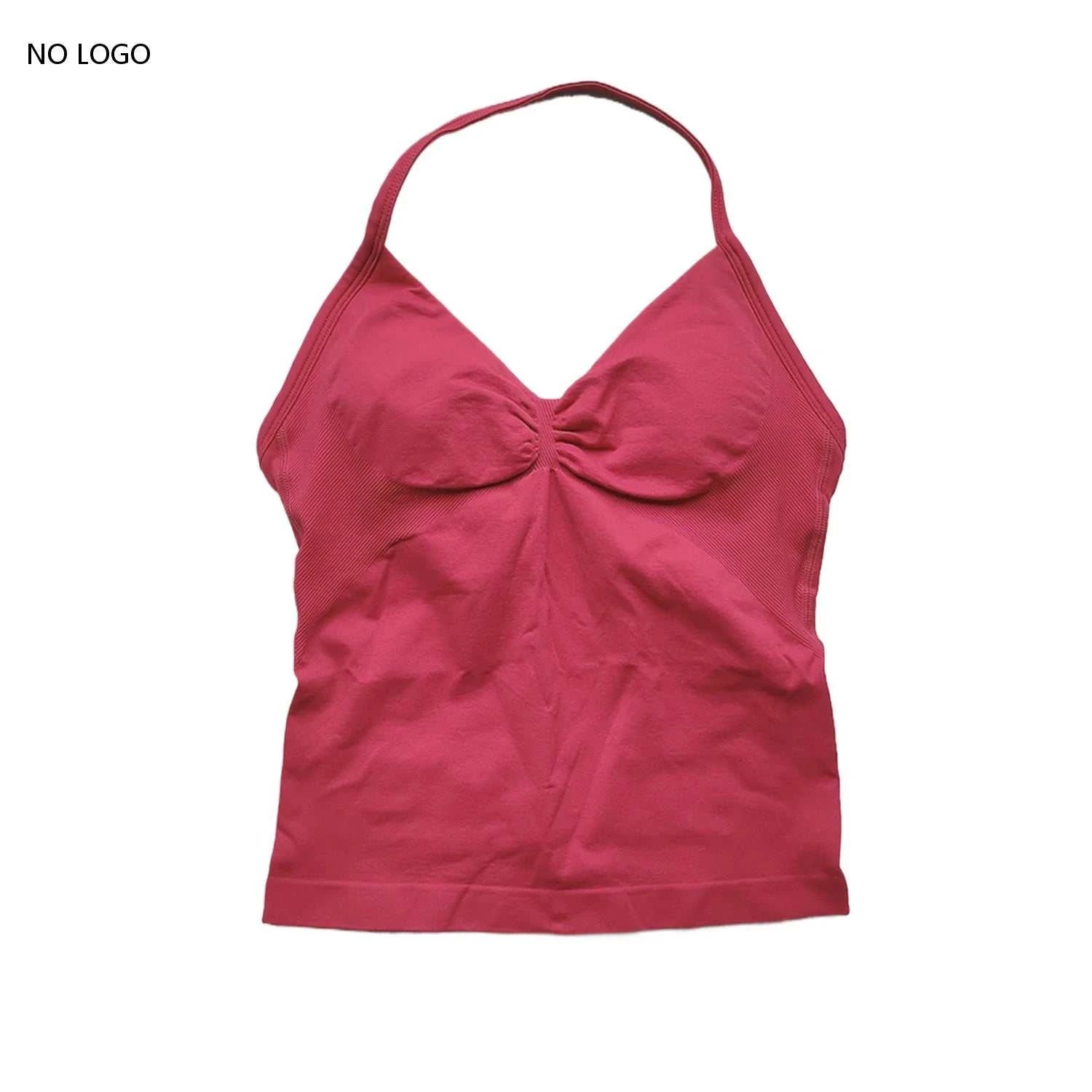 Longline Strappy Gym Top Backless Gym Clothes Women Scrunch Built-In Bra with Removable Cups Yoga Tank Tops