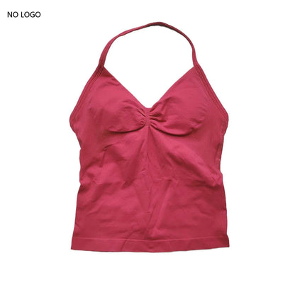 Longline Strappy Gym Top Backless Gym Clothes Women Scrunch Built-In Bra with Removable Cups Yoga Tank Tops
