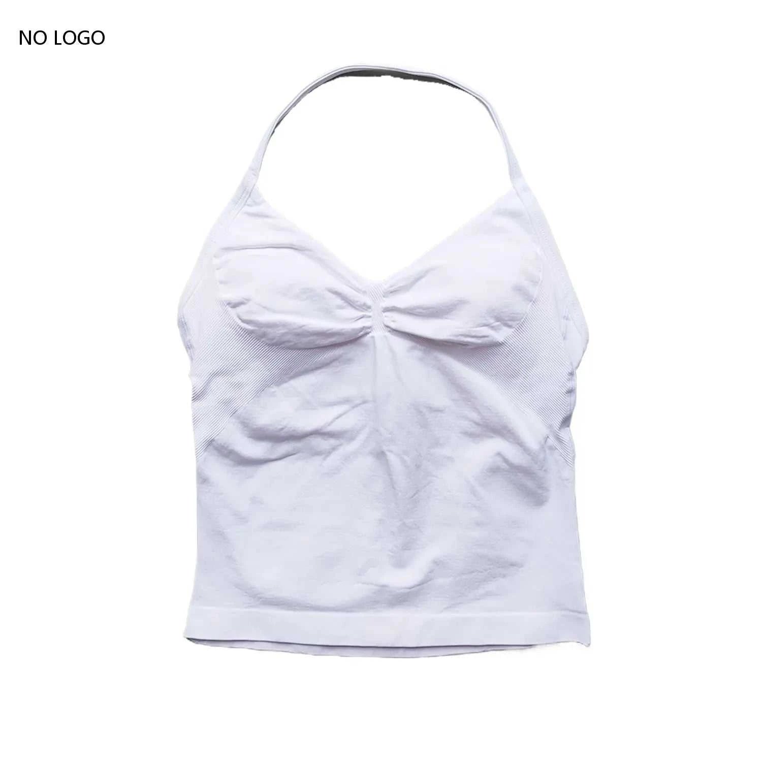 Longline Strappy Gym Top Backless Gym Clothes Women Scrunch Built-In Bra with Removable Cups Yoga Tank Tops
