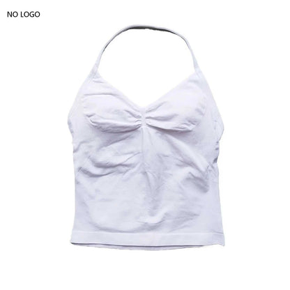 Longline Strappy Gym Top Backless Gym Clothes Women Scrunch Built-In Bra with Removable Cups Yoga Tank Tops