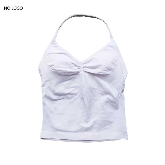 Longline Strappy Gym Top Backless Gym Clothes Women Scrunch Built-In Bra with Removable Cups Yoga Tank Tops