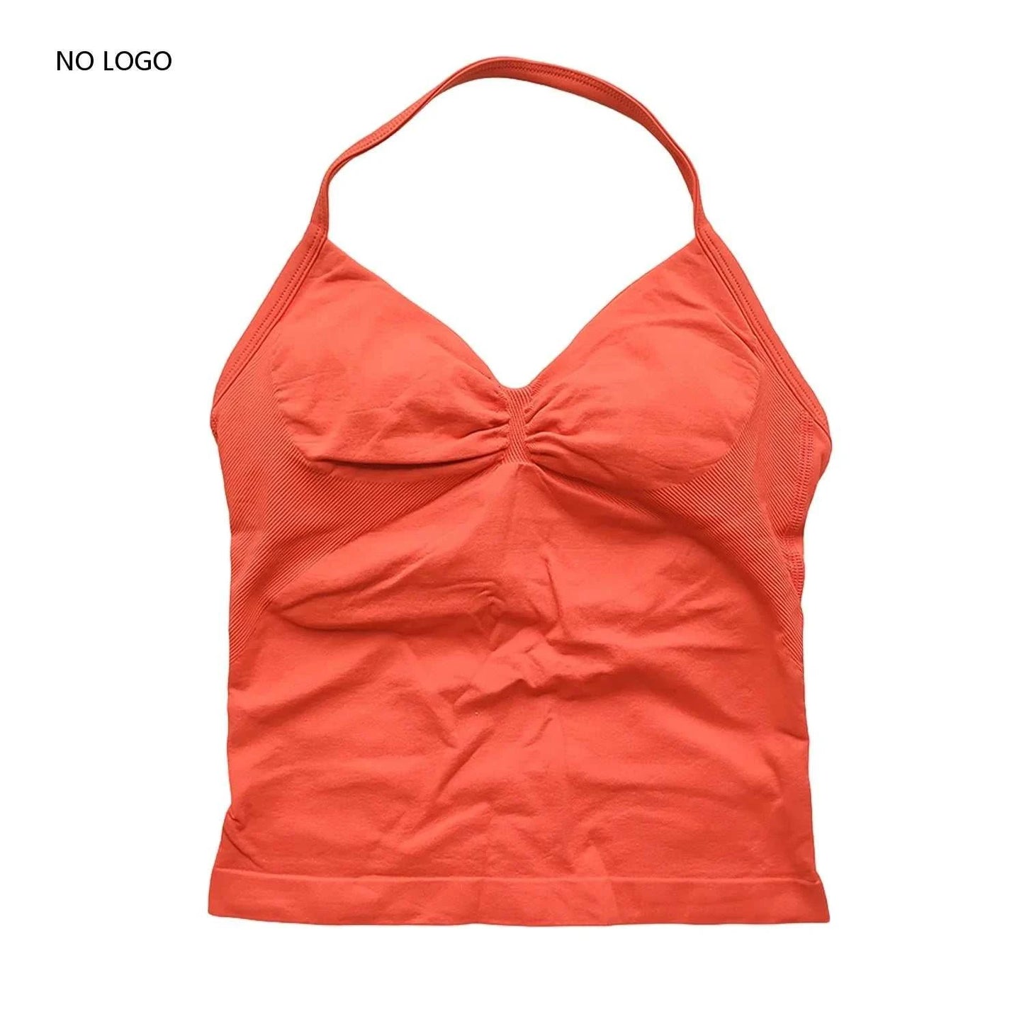 Longline Strappy Gym Top Backless Gym Clothes Women Scrunch Built-In Bra with Removable Cups Yoga Tank Tops