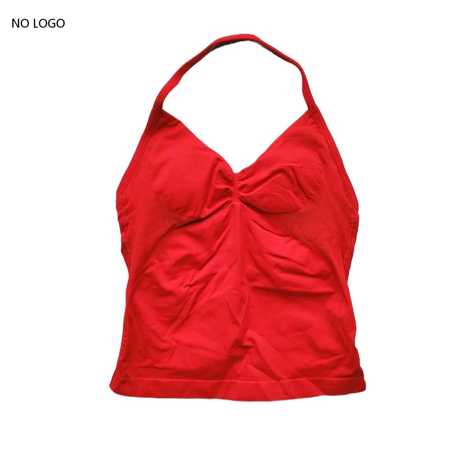 Longline Strappy Gym Top Backless Gym Clothes Women Scrunch Built-In Bra with Removable Cups Yoga Tank Tops