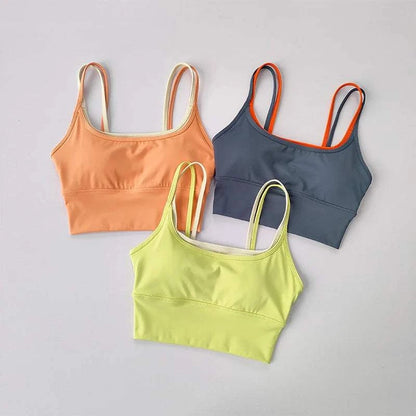 Sports Bra Women Summer Shock-Absorbing Gathering Double Breast Strap Yoga Vest Quick Drying anti Sagging Shaping Fitness Bra