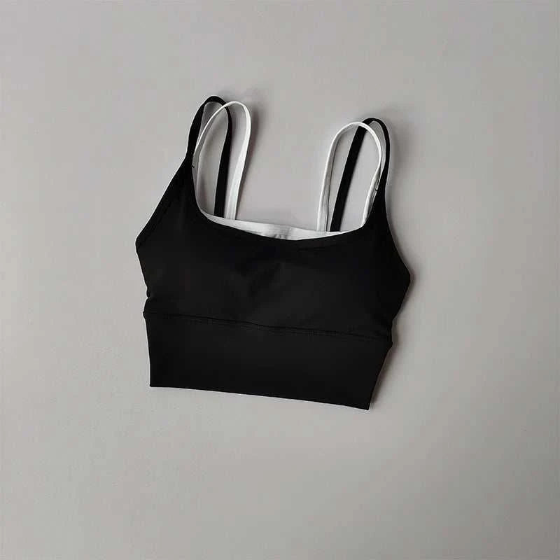Sports Bra Women Summer Shock-Absorbing Gathering Double Breast Strap Yoga Vest Quick Drying anti Sagging Shaping Fitness Bra