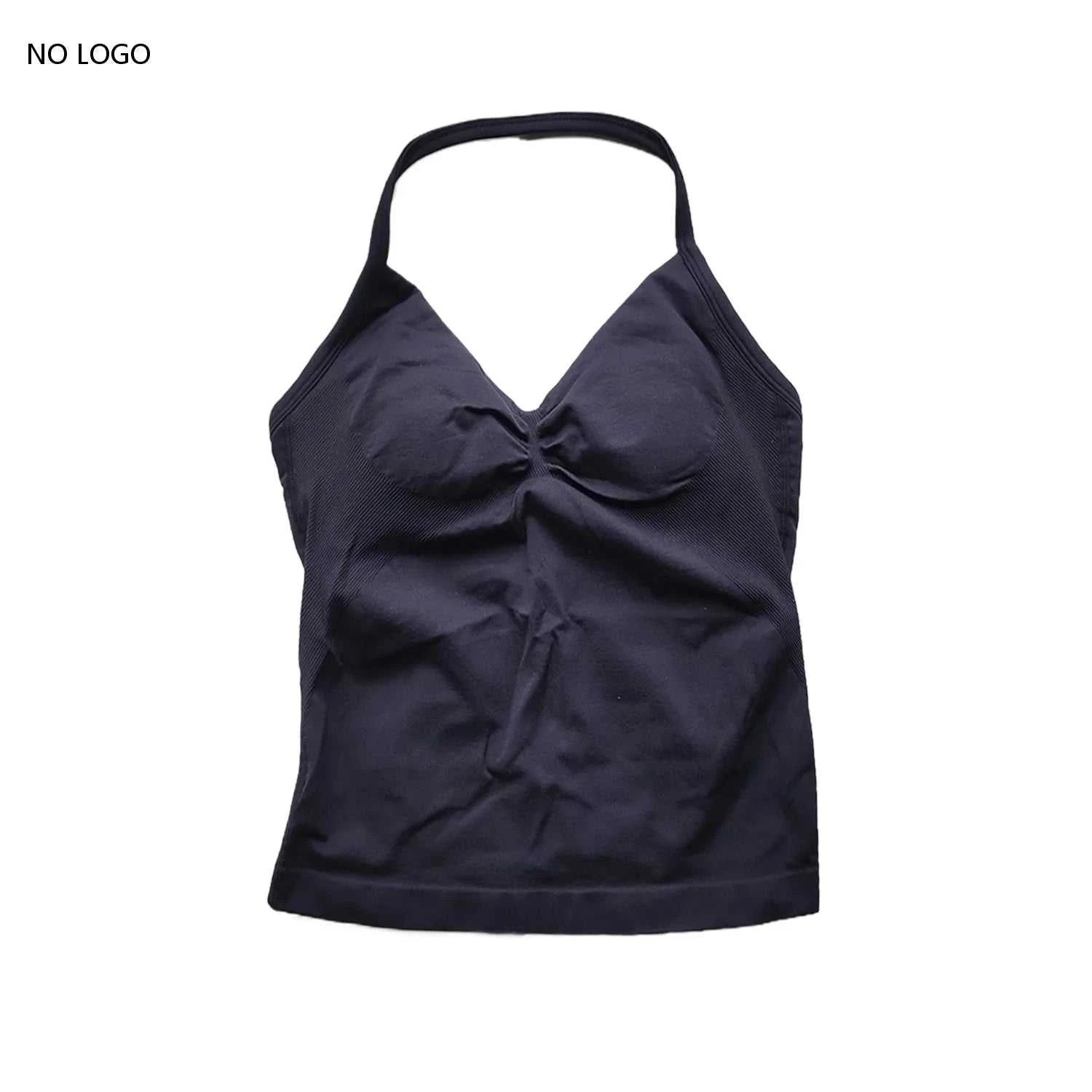 Longline Strappy Gym Top Backless Gym Clothes Women Scrunch Built-In Bra with Removable Cups Yoga Tank Tops