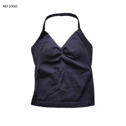 Longline Strappy Gym Top Backless Gym Clothes Women Scrunch Built-In Bra with Removable Cups Yoga Tank Tops