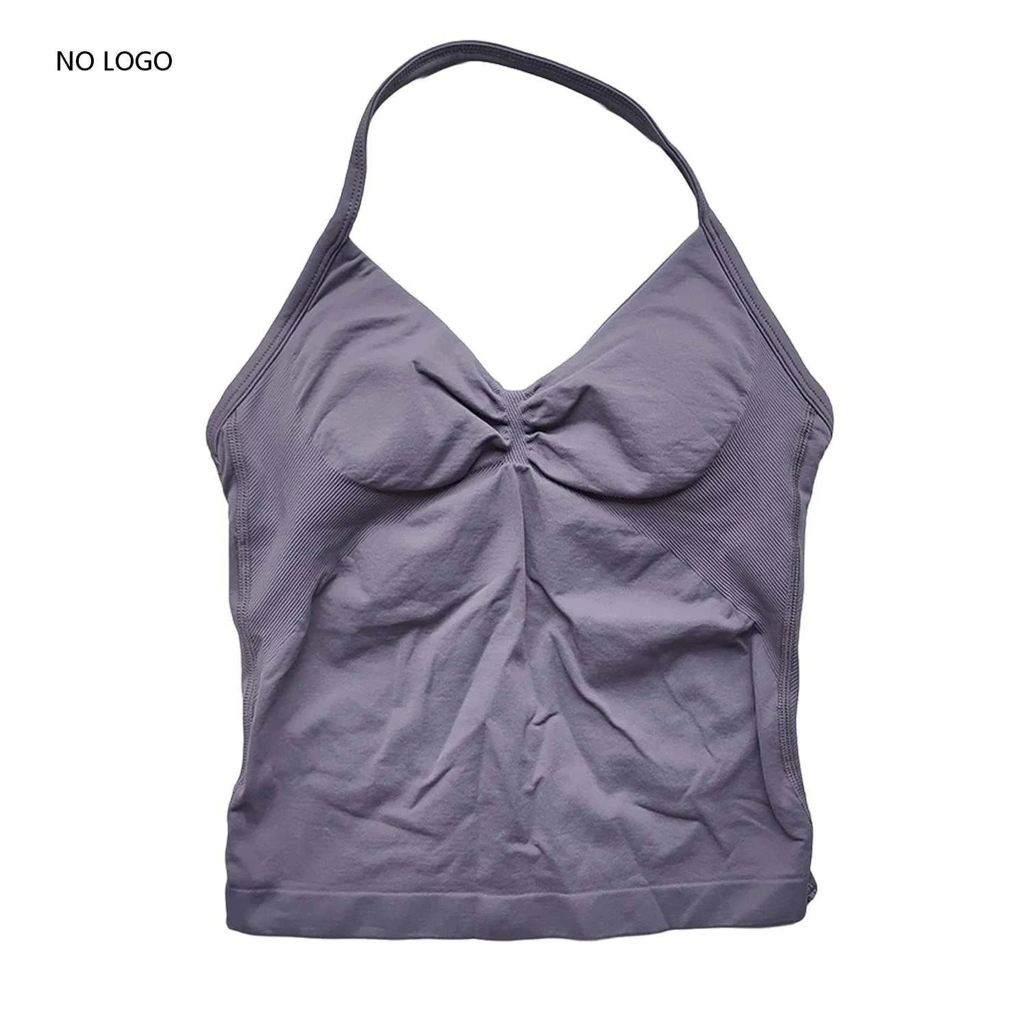 Longline Strappy Gym Top Backless Gym Clothes Women Scrunch Built-In Bra with Removable Cups Yoga Tank Tops