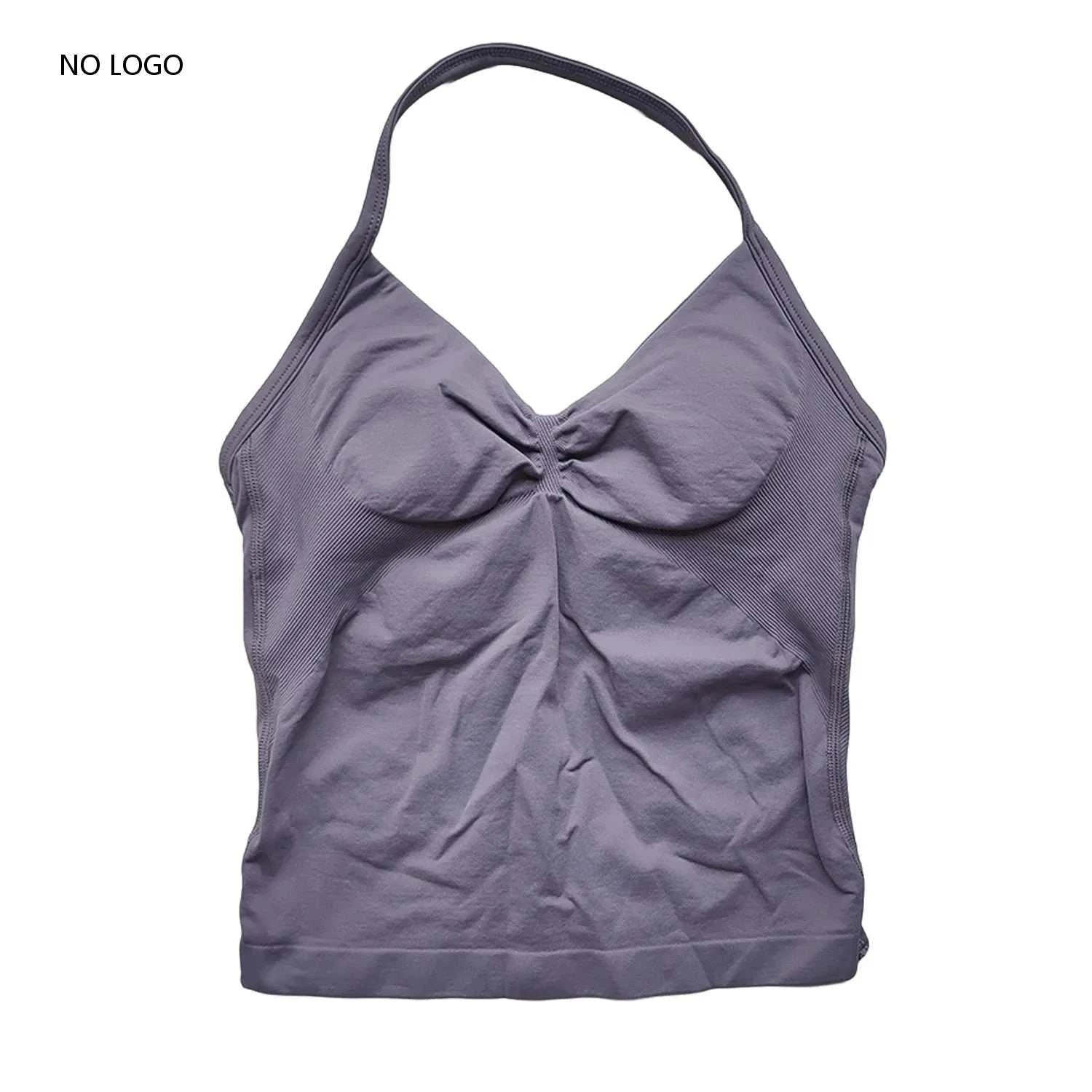 Longline Strappy Gym Top Backless Gym Clothes Women Scrunch Built-In Bra with Removable Cups Yoga Tank Tops
