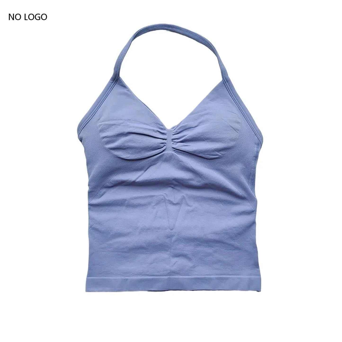 Longline Strappy Gym Top Backless Gym Clothes Women Scrunch Built-In Bra with Removable Cups Yoga Tank Tops