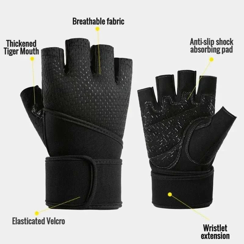 Gym Gloves Grips Anti-Skid Wrist Straps Protector for Wrist Training Anti-Slip Half Finger Movement Anti-Cocoon Palm Protection