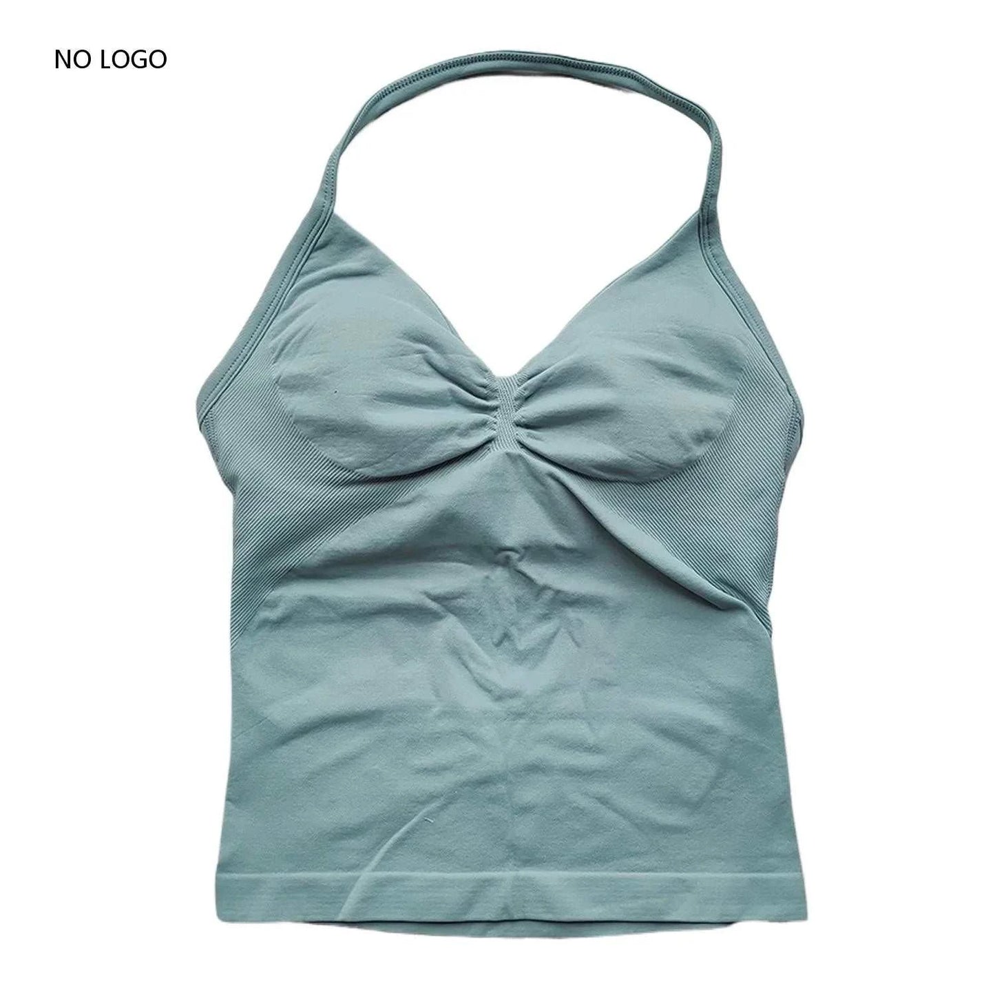 Longline Strappy Gym Top Backless Gym Clothes Women Scrunch Built-In Bra with Removable Cups Yoga Tank Tops