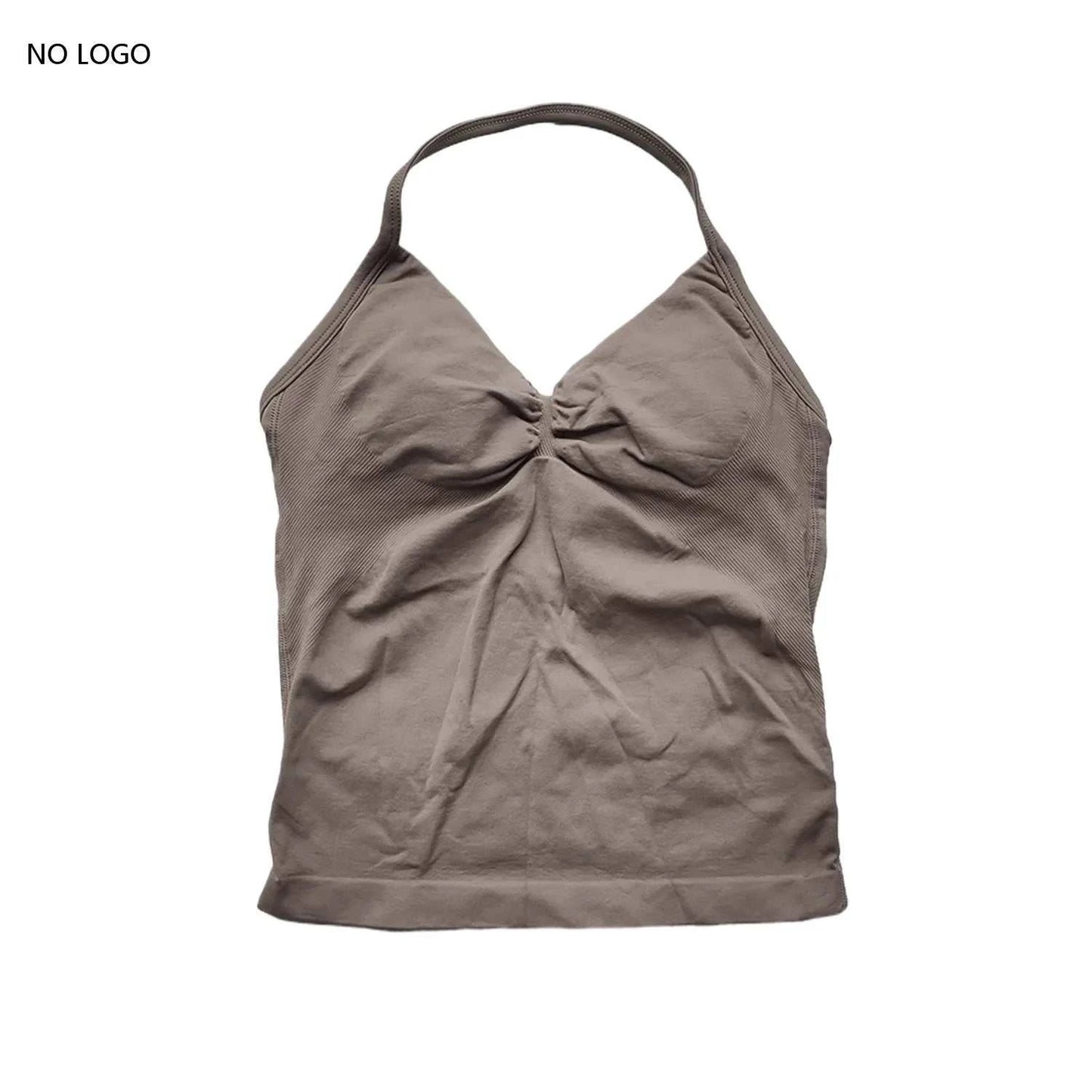 Longline Strappy Gym Top Backless Gym Clothes Women Scrunch Built-In Bra with Removable Cups Yoga Tank Tops