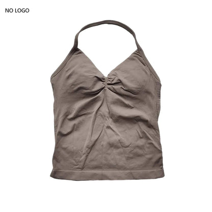 Longline Strappy Gym Top Backless Gym Clothes Women Scrunch Built-In Bra with Removable Cups Yoga Tank Tops