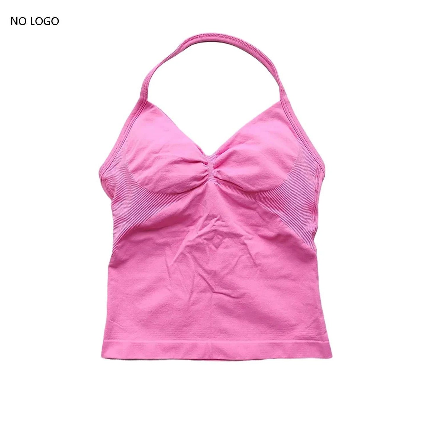 Longline Strappy Gym Top Backless Gym Clothes Women Scrunch Built-In Bra with Removable Cups Yoga Tank Tops