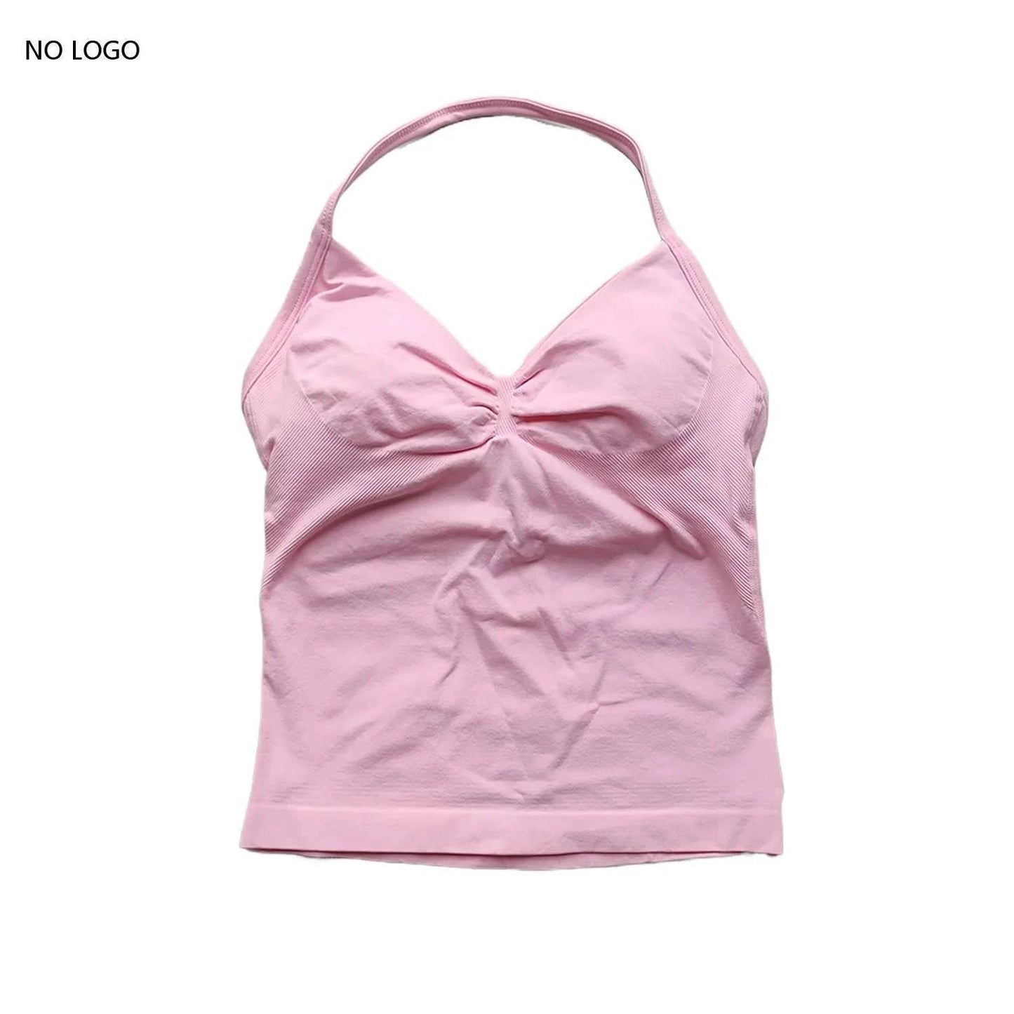 Longline Strappy Gym Top Backless Gym Clothes Women Scrunch Built-In Bra with Removable Cups Yoga Tank Tops