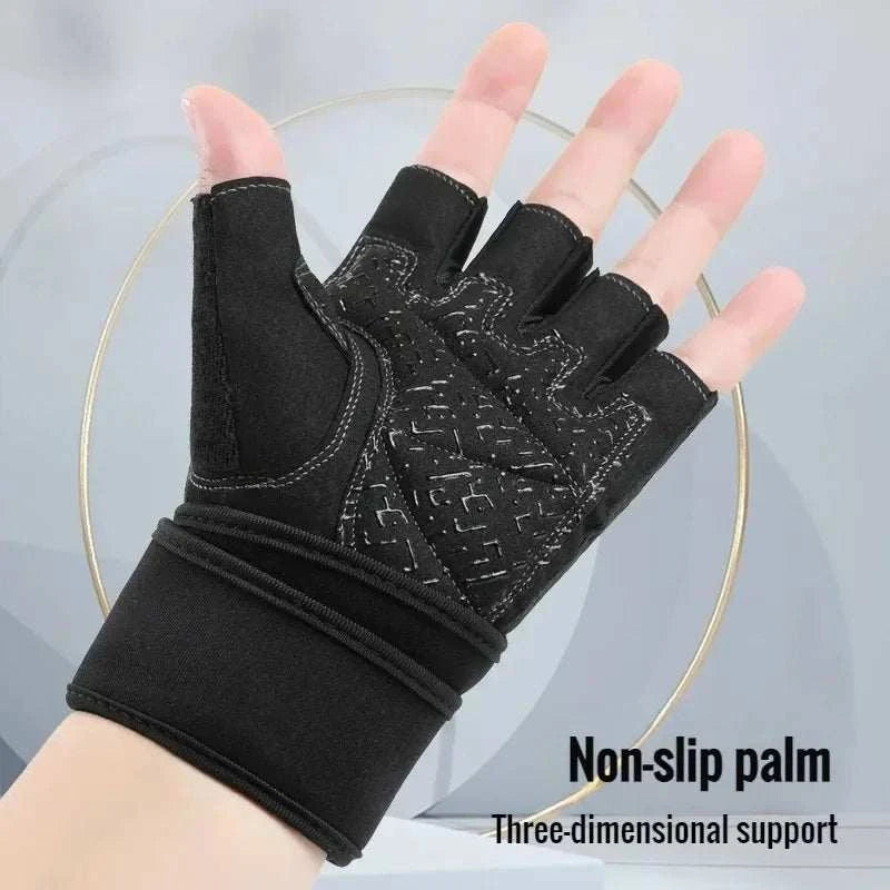 Gym Gloves Grips Anti-Skid Wrist Straps Protector for Wrist Training Anti-Slip Half Finger Movement Anti-Cocoon Palm Protection