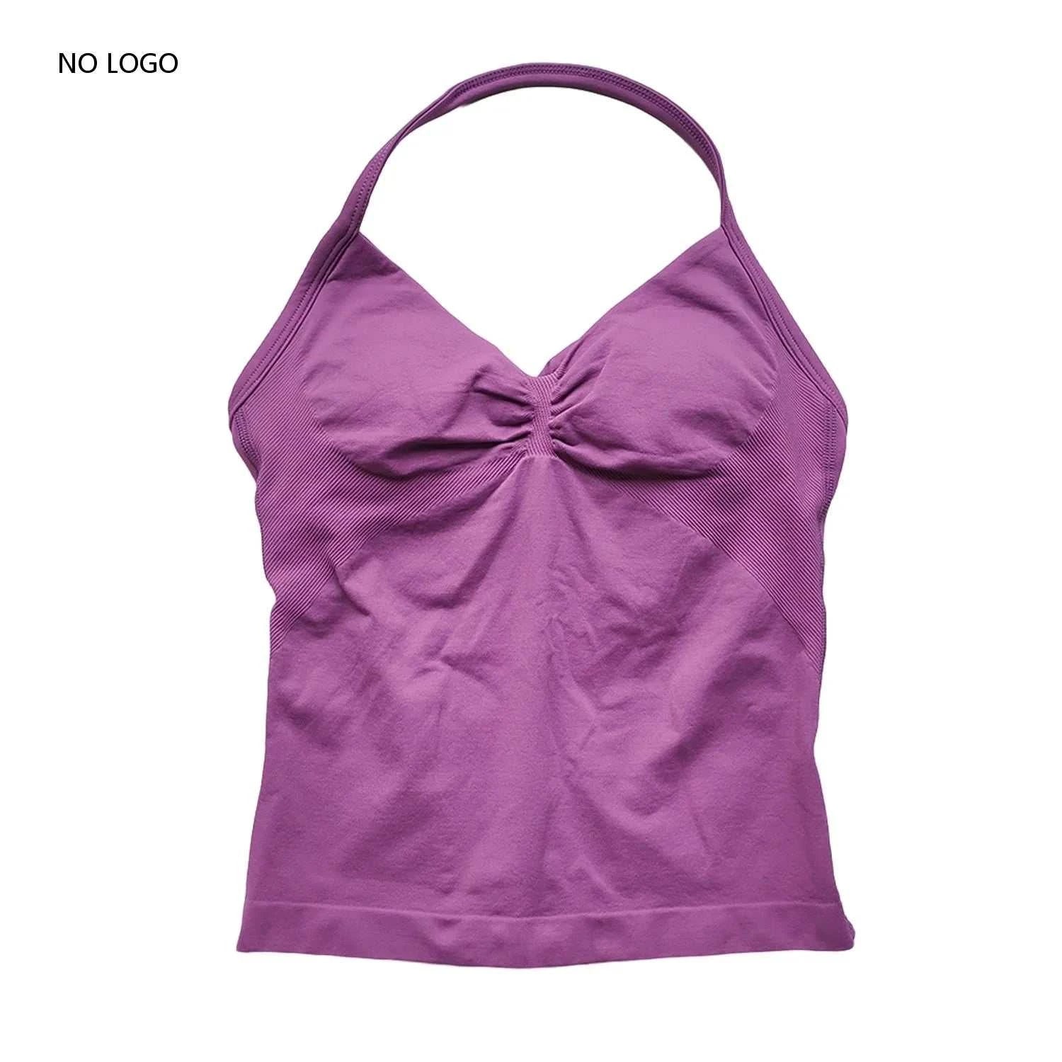 Longline Strappy Gym Top Backless Gym Clothes Women Scrunch Built-In Bra with Removable Cups Yoga Tank Tops