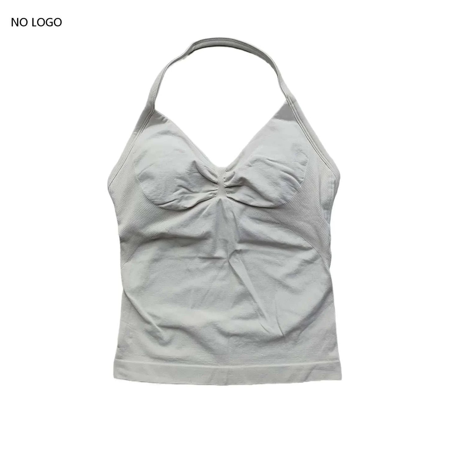 Longline Strappy Gym Top Backless Gym Clothes Women Scrunch Built-In Bra with Removable Cups Yoga Tank Tops