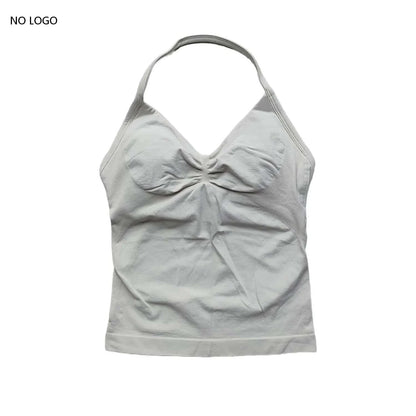 Longline Strappy Gym Top Backless Gym Clothes Women Scrunch Built-In Bra with Removable Cups Yoga Tank Tops