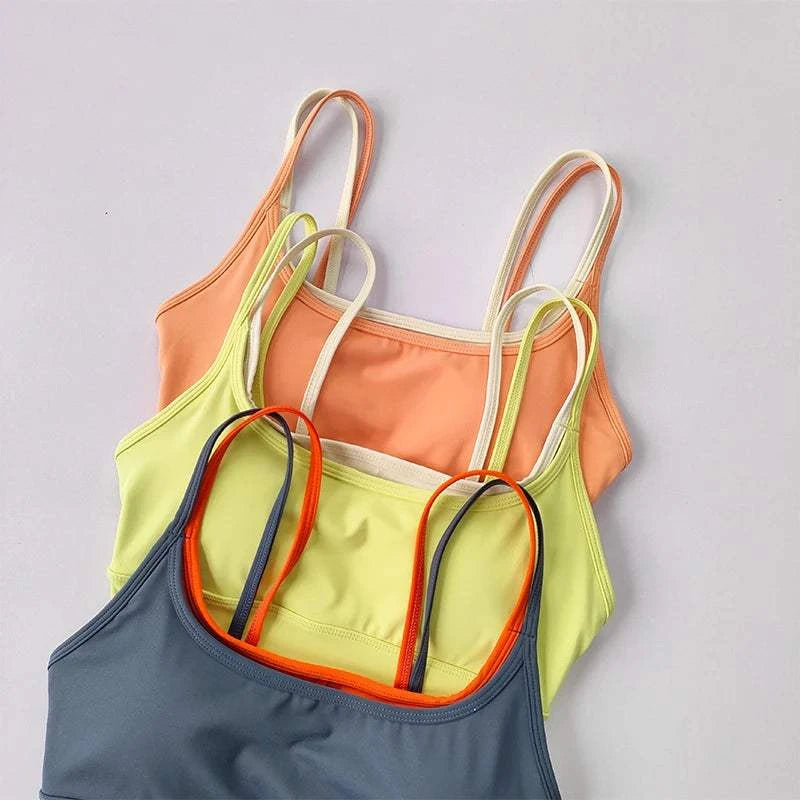 Sports Bra Women Summer Shock-Absorbing Gathering Double Breast Strap Yoga Vest Quick Drying anti Sagging Shaping Fitness Bra