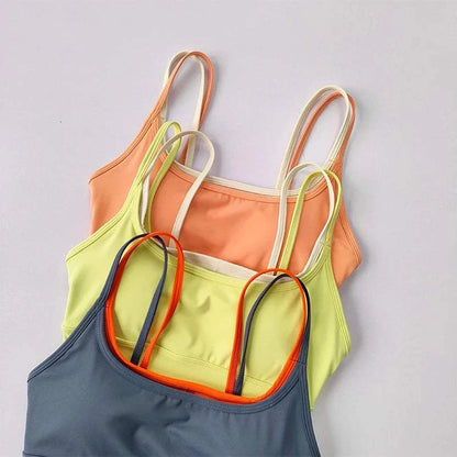 Sports Bra Women Summer Shock-Absorbing Gathering Double Breast Strap Yoga Vest Quick Drying anti Sagging Shaping Fitness Bra
