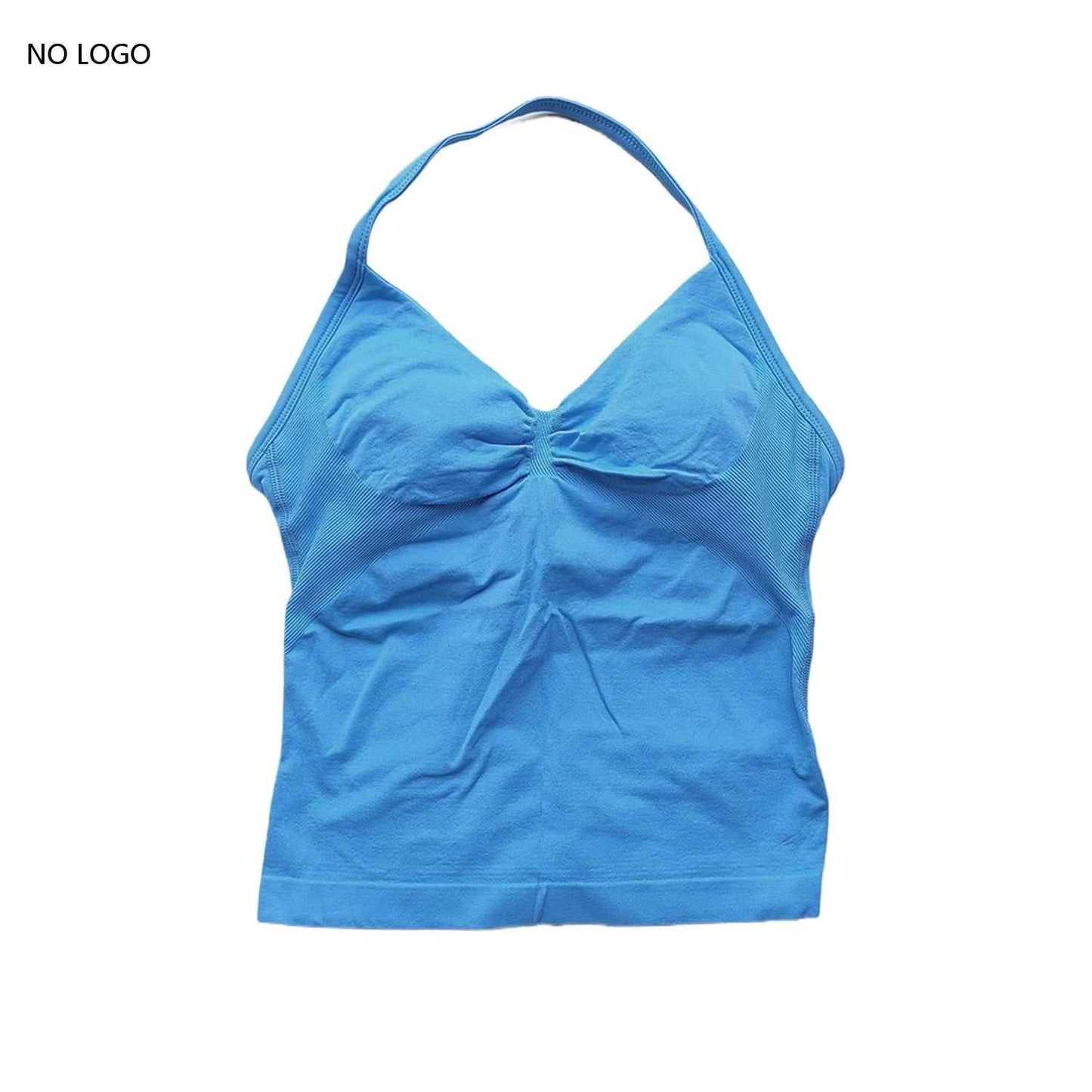 Longline Strappy Gym Top Backless Gym Clothes Women Scrunch Built-In Bra with Removable Cups Yoga Tank Tops