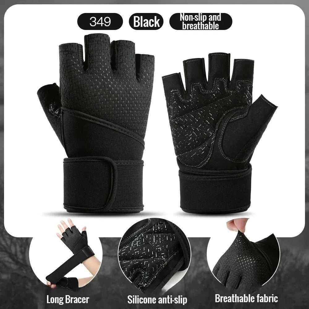Gym Gloves Grips Anti-Skid Wrist Straps Protector for Wrist Training Anti-Slip Half Finger Movement Anti-Cocoon Palm Protection