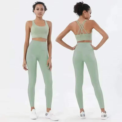 Women'S 2 Piece Sports Set - High Waist Booty-Lifting Leggings with Back Pocket & Sports Bra Yoga/Gym/Running Workout Outfit