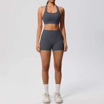 High Quality Customize Logo Gym 2 Pieces Set Breathable Active Wears Quick Dry Shorts Yoga Set for Women