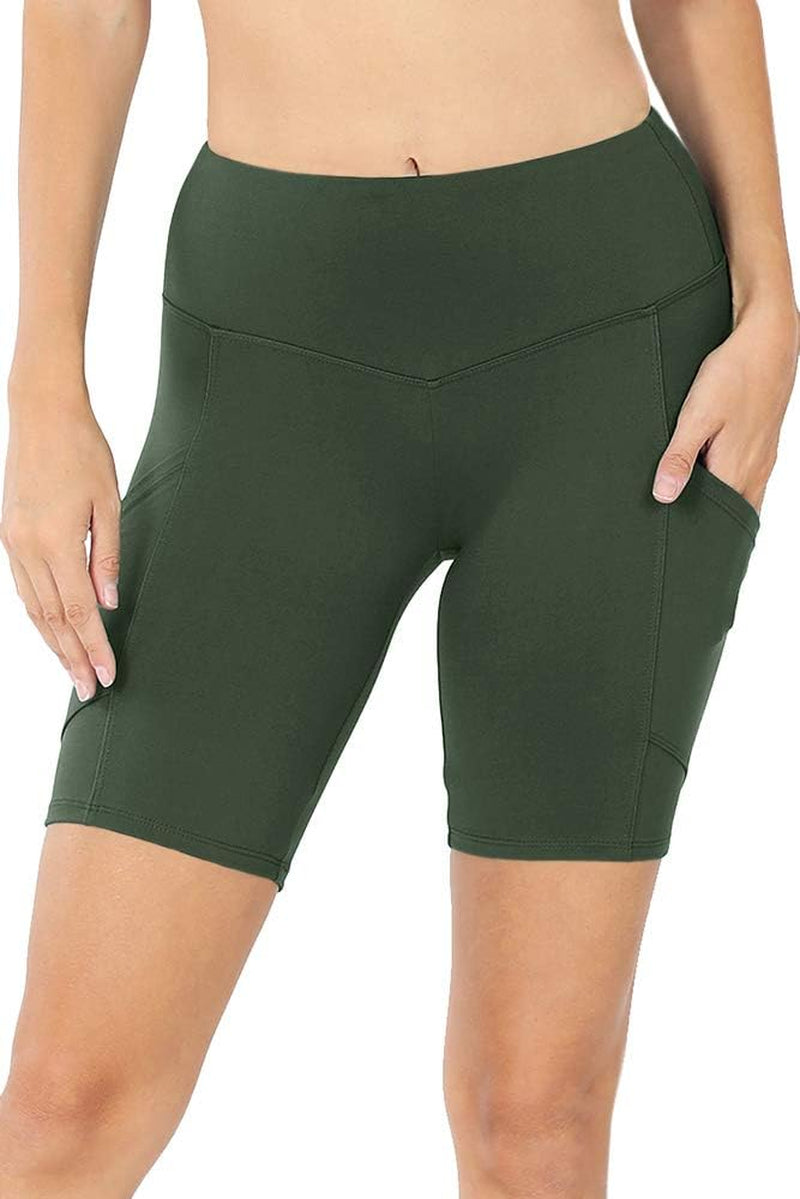 Elevate Your Workout with Our Women's High Waist Biker Yoga Shorts Featuring Convenient Pockets