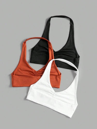 Elevate Your Workout with the Studio Sport 3-Piece Letter Graphic Backless Sports Tee Set