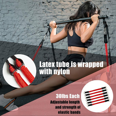 Ultimate Portable Pilates Bar Kit with Adjustable Resistance Bands - Your Complete Home Gym Solution for Strength Training and Full Body Workouts
