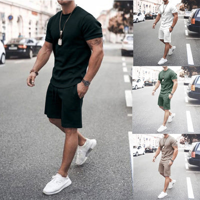 Elevate Your Summer Wardrobe with Our Stylish Men's Short Sleeve T-Shirt and Shorts Set - Perfect for Casual Outings and Sports Activities!
