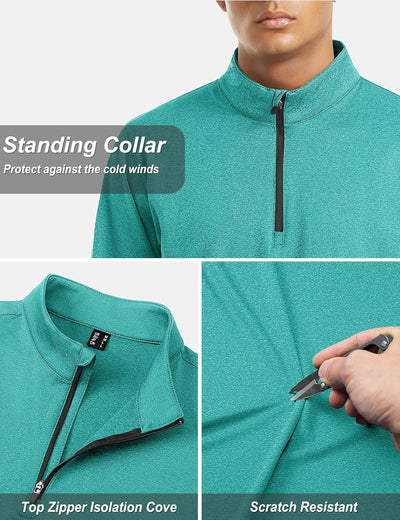 Men'S Quarter Zip up Pullover Long Sleeve Sweatshirt 1/4 Zip Golf Shirt Winter Fleece Lined Thermal Pullover