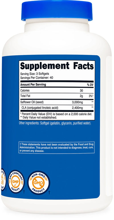 CLA (Conjugated Linoleic Acid) 2,400Mg, 120 Softgels - Gluten Free, Non-Gmo, 800Mg per Softgel