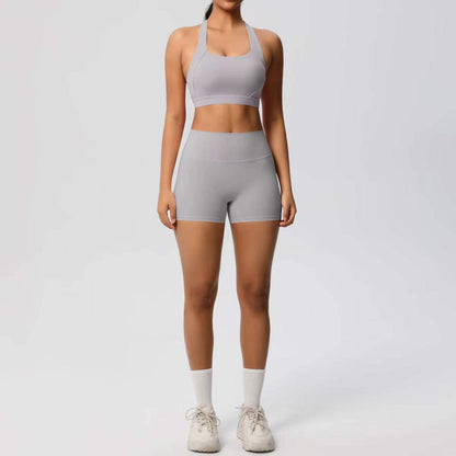 High Quality Customize Logo Gym 2 Pieces Set Breathable Active Wears Quick Dry Shorts Yoga Set for Women