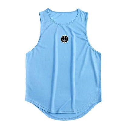 Bodybuilding Vest Men Sports Tank Top Men Gym Clothing Fitness Workout Sleeveless Shirt Mesh O Neck Running Stringer Singlets