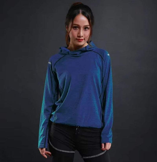 Autumn Thin Women Running T Shirts Gym Fitness Long Sleeves Sweatshirts Quick Dry Training Breathable Hood Sports Yoga Clothing