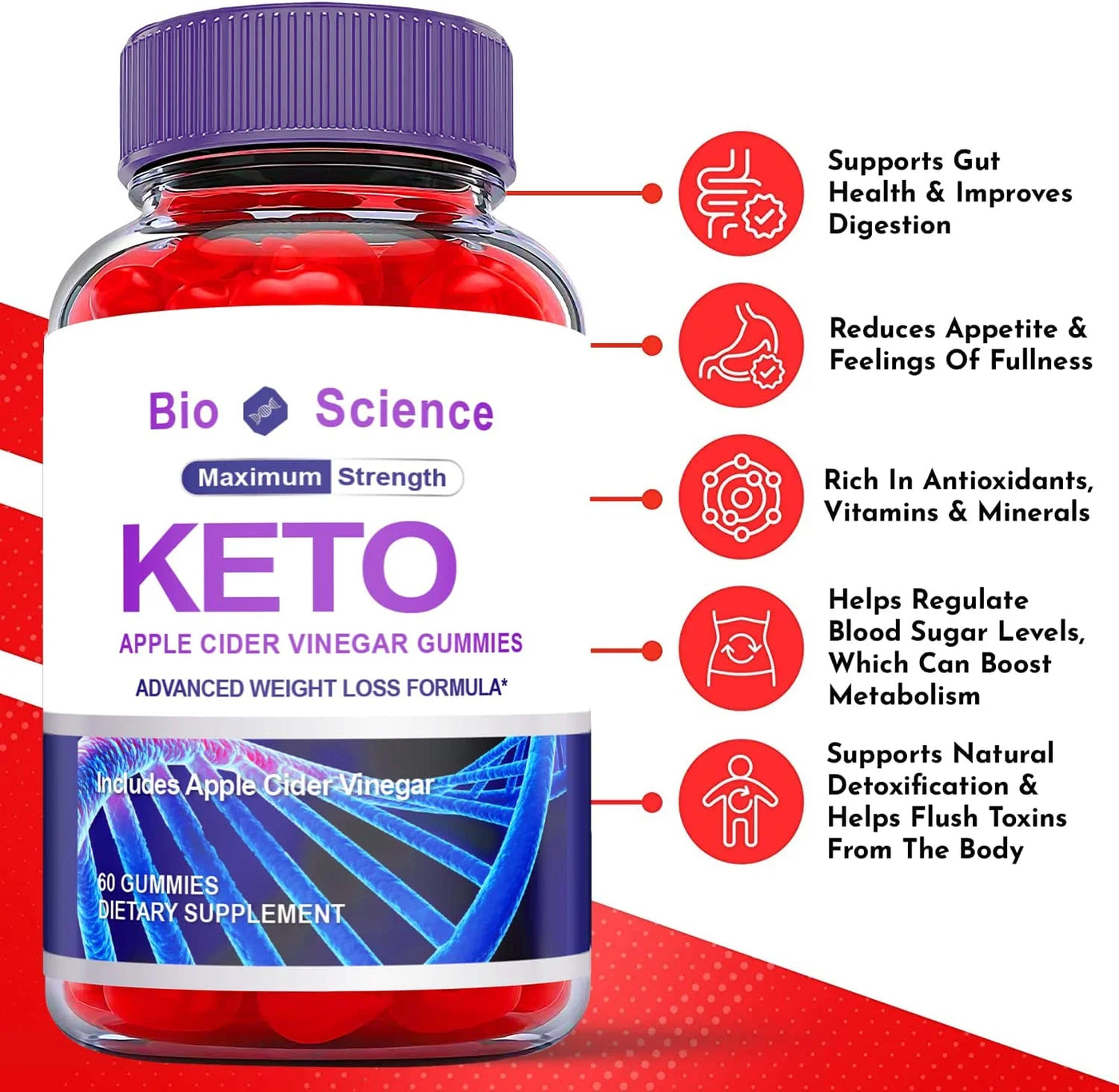Revitalize Your Weight Loss Journey with (2 Pack) Bioscience Keto ACV Gummies - Boost Energy, Enhance Focus, and Ignite Metabolism with 120 Delicious Gummies!