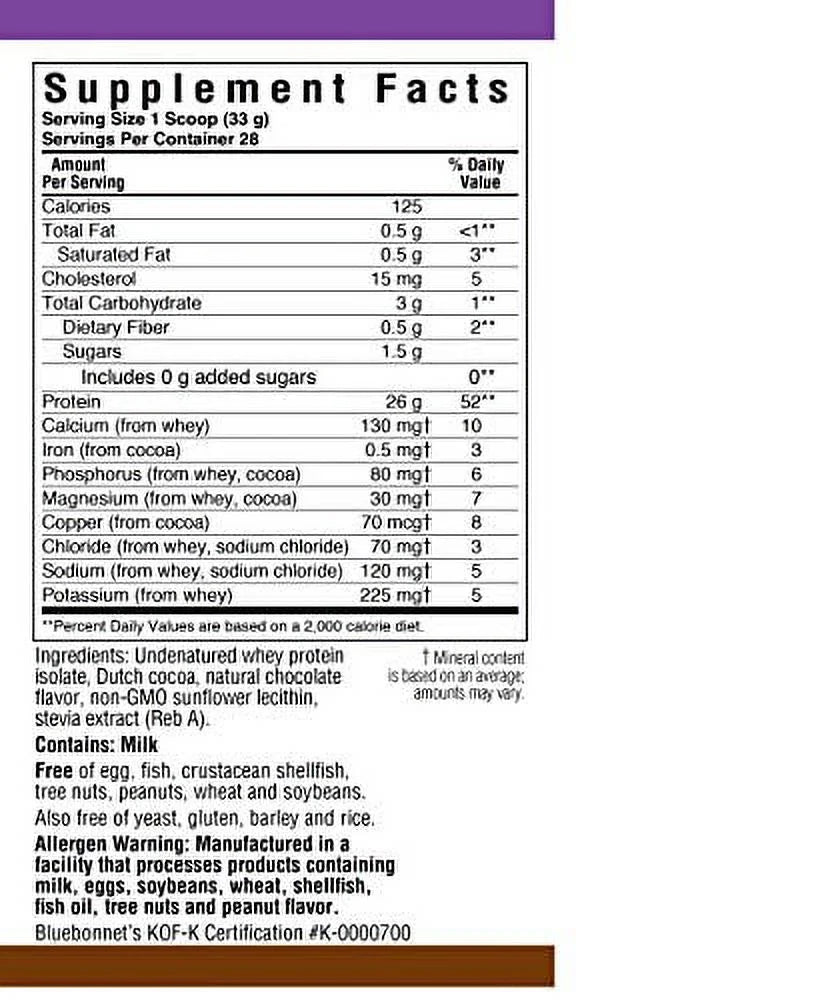 Indulge in Health with Bluebonnet 100% Natural Whey Protein Isolate Powder - Rich Chocolate Flavor, 2 lbs of Pure Nutrition!