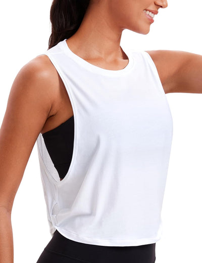 Elevate Your Workout with Our Luxurious Pima Cotton Cropped Tank Top for Women - Perfect for Yoga, Running, and Gym Sessions
