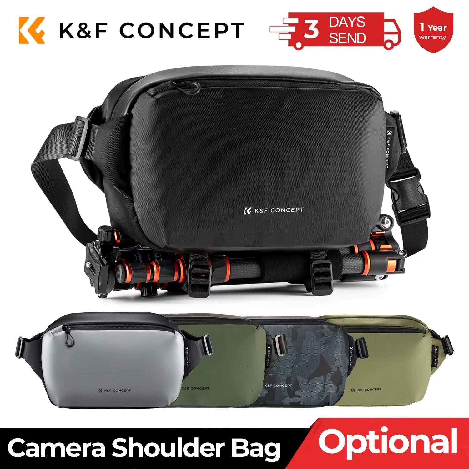 K&F Concept 10L Camera Shoulder Bag for Digital Canon/Nikon/Sony/Dji Drone Lightweight Travel Photography Sling Bag Carry Pouchs