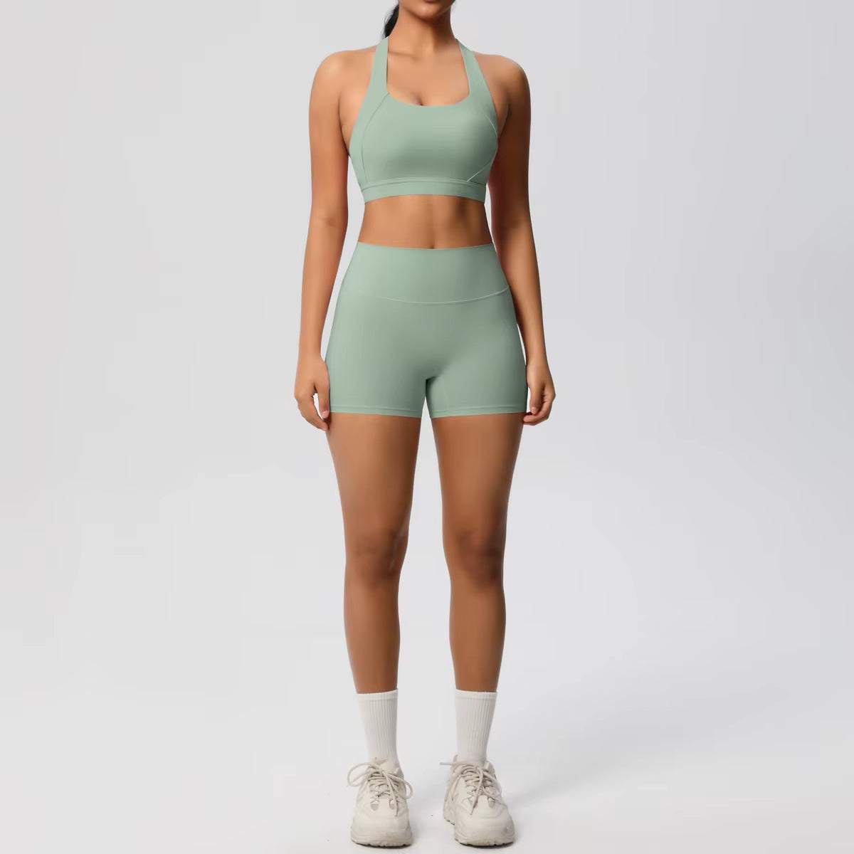 High Quality Customize Logo Gym 2 Pieces Set Breathable Active Wears Quick Dry Shorts Yoga Set for Women