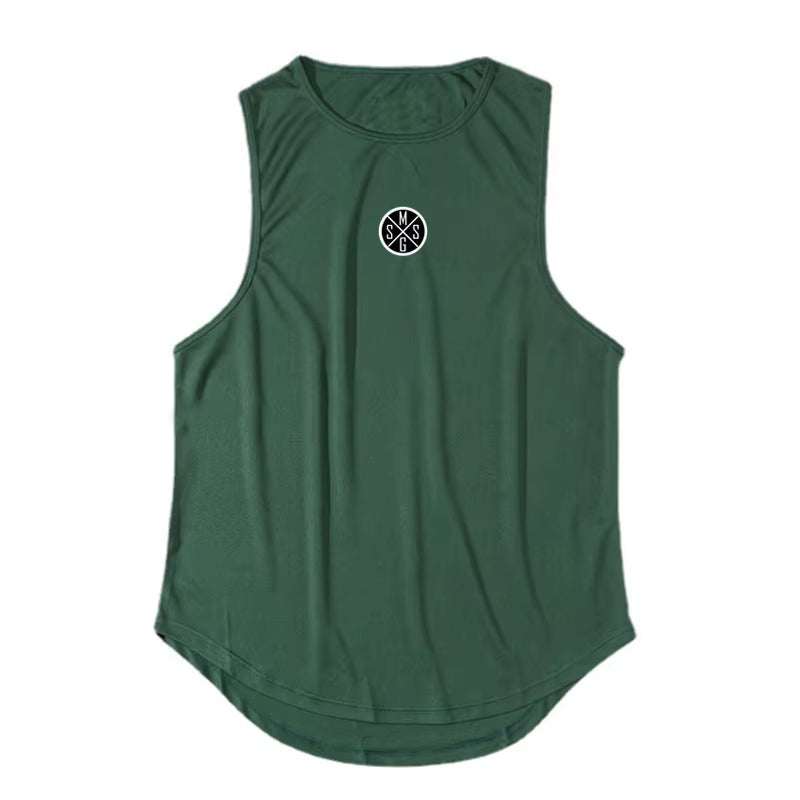 Bodybuilding Vest Men Sports Tank Top Men Gym Clothing Fitness Workout Sleeveless Shirt Mesh O Neck Running Stringer Singlets