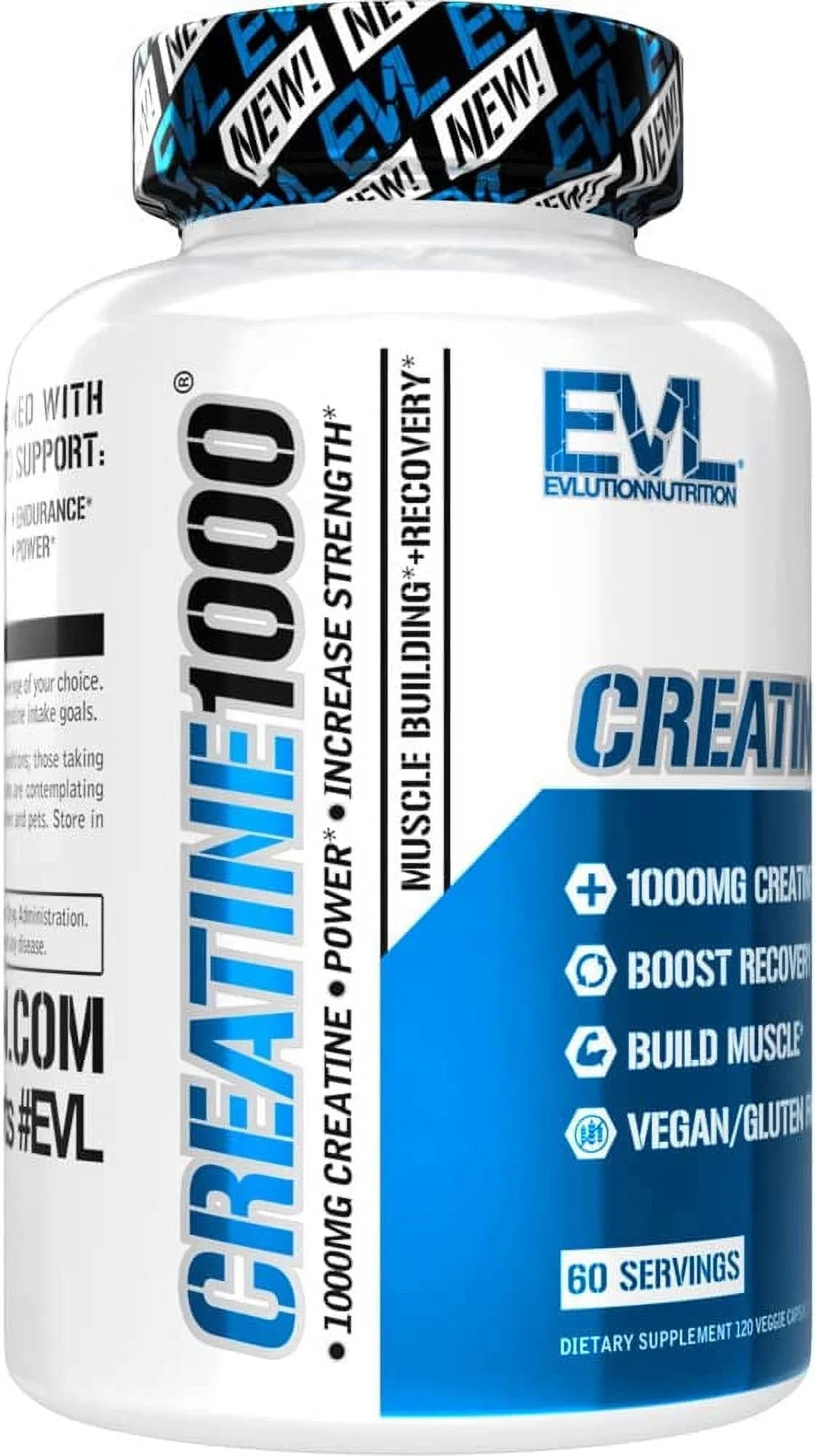 Unleash Your Strength with EVL Nutrition Creatine Monohydrate Capsules - 120 Count of Pure Muscle-Building Power