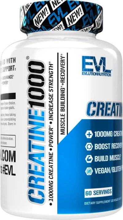 Unleash Your Strength with EVL Nutrition Creatine Monohydrate Capsules - 120 Count of Pure Muscle-Building Power