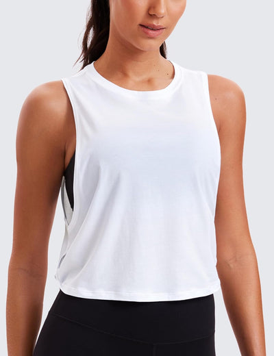 Elevate Your Workout with Our Luxurious Pima Cotton Cropped Tank Top for Women - Perfect for Yoga, Running, and Gym Sessions