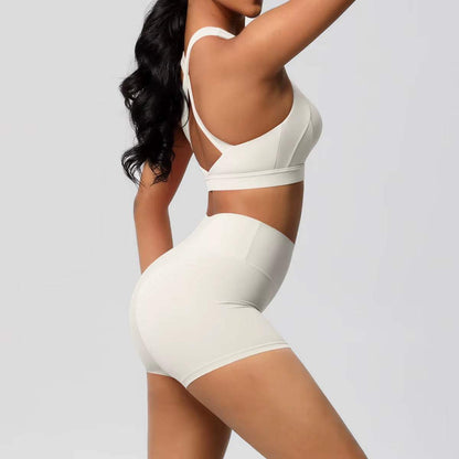 High Quality Customize Logo Gym 2 Pieces Set Breathable Active Wears Quick Dry Shorts Yoga Set for Women